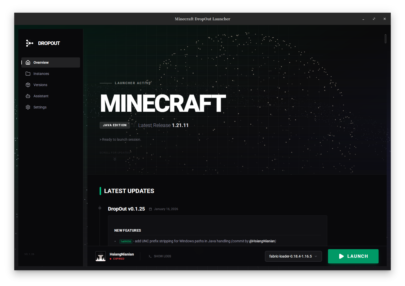 DropOut Launcher Interface